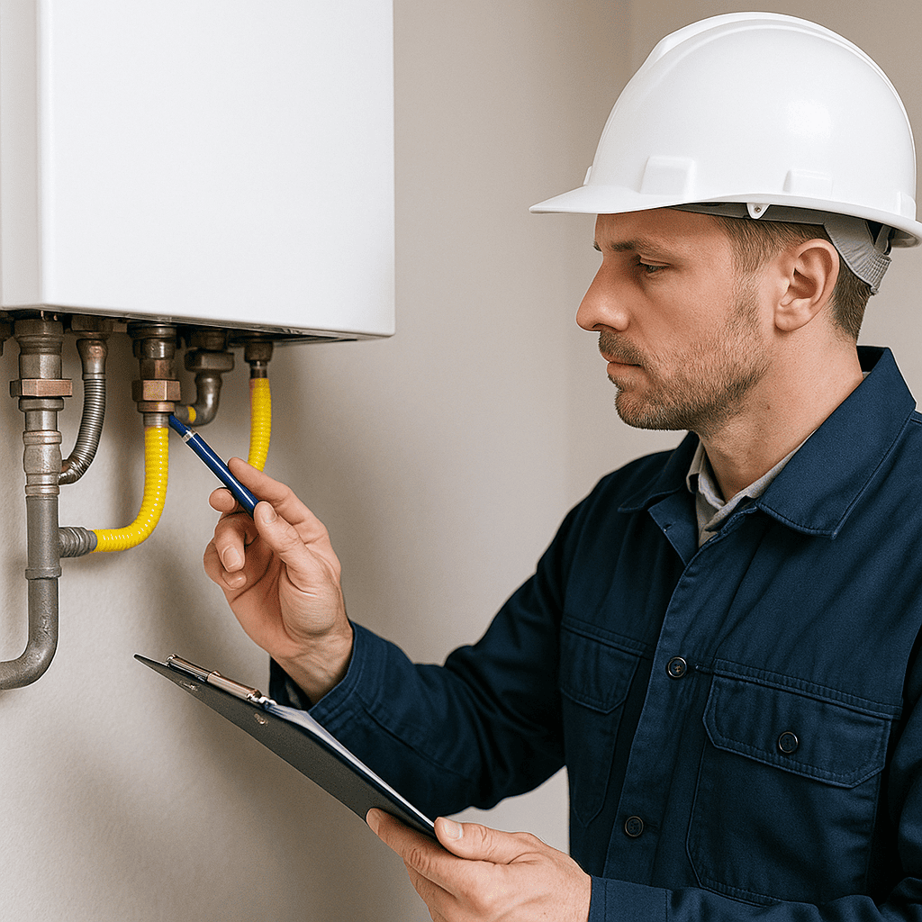 Technicien inspectant une installation de gaz domestique – Diagnostic gaz DIAG EXPERT 31.
